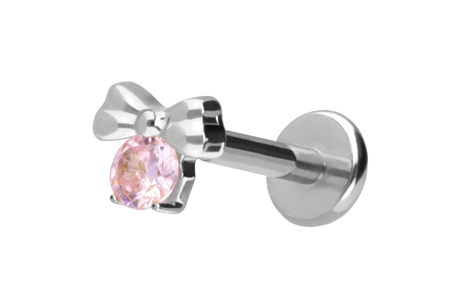 Titan Labret Piercing mit Push Fit SCHLEIFE + KRISTALL